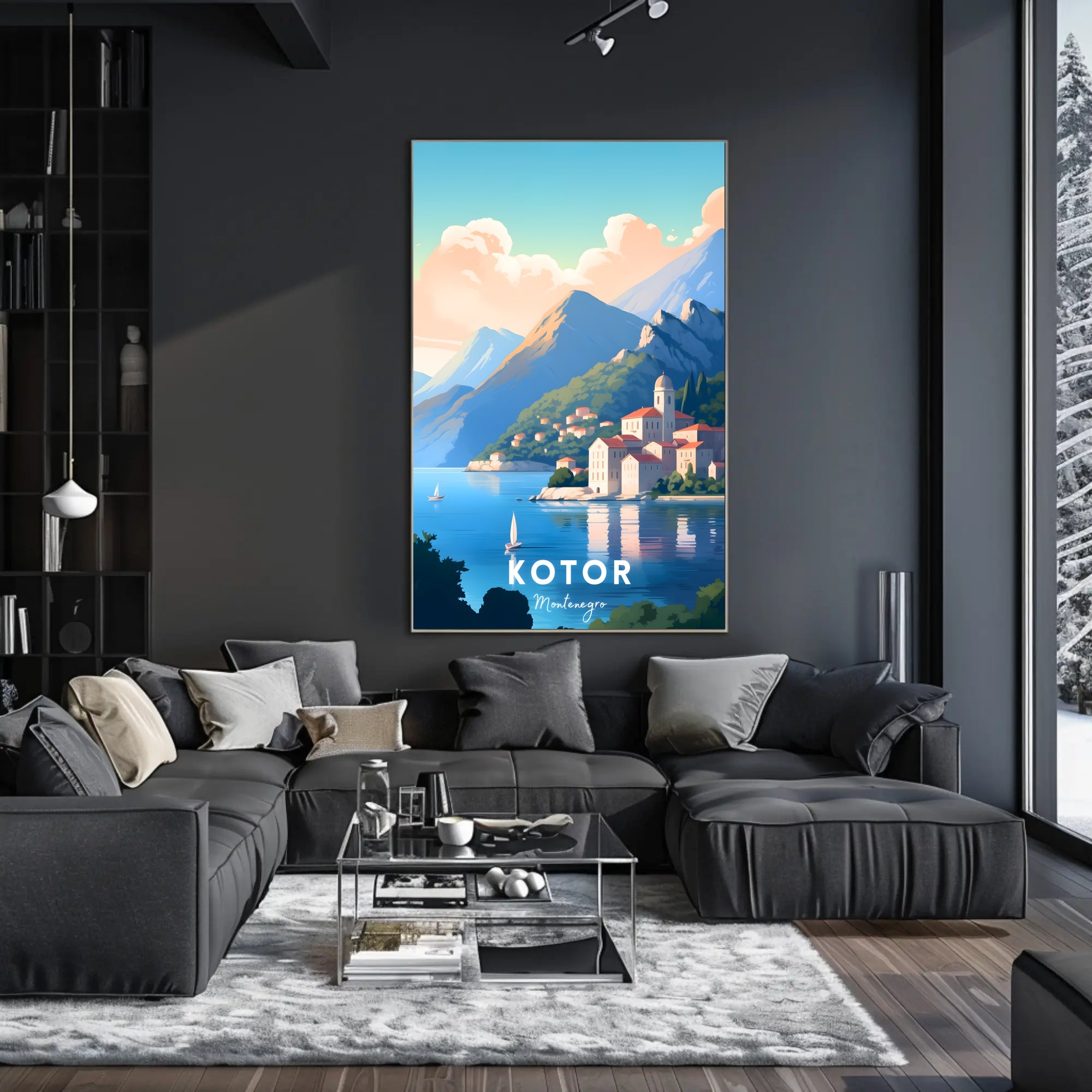 Kotor Coastal View: Mediterranean Travel Poster