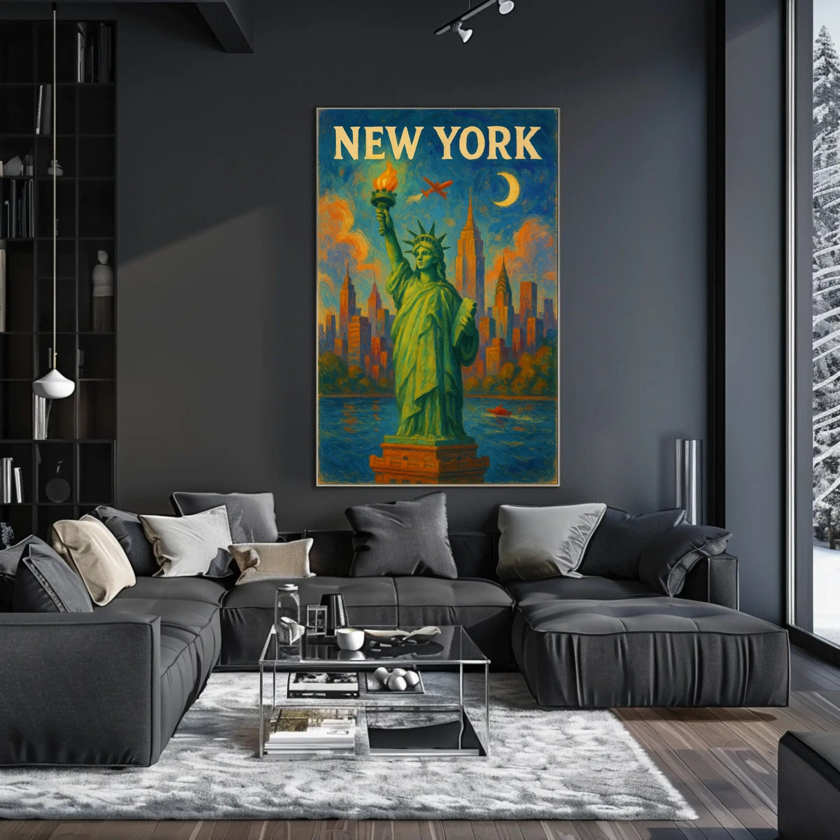 New York Skyline With Statue Of Liberty Poster