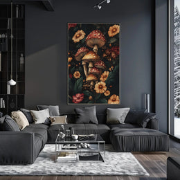 Enchanted Forest Wall Art Print with Mushrooms