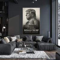 Trump Guardian Democracy Grayscale Portrait Capitol Dome American Flag Classical Art Poster