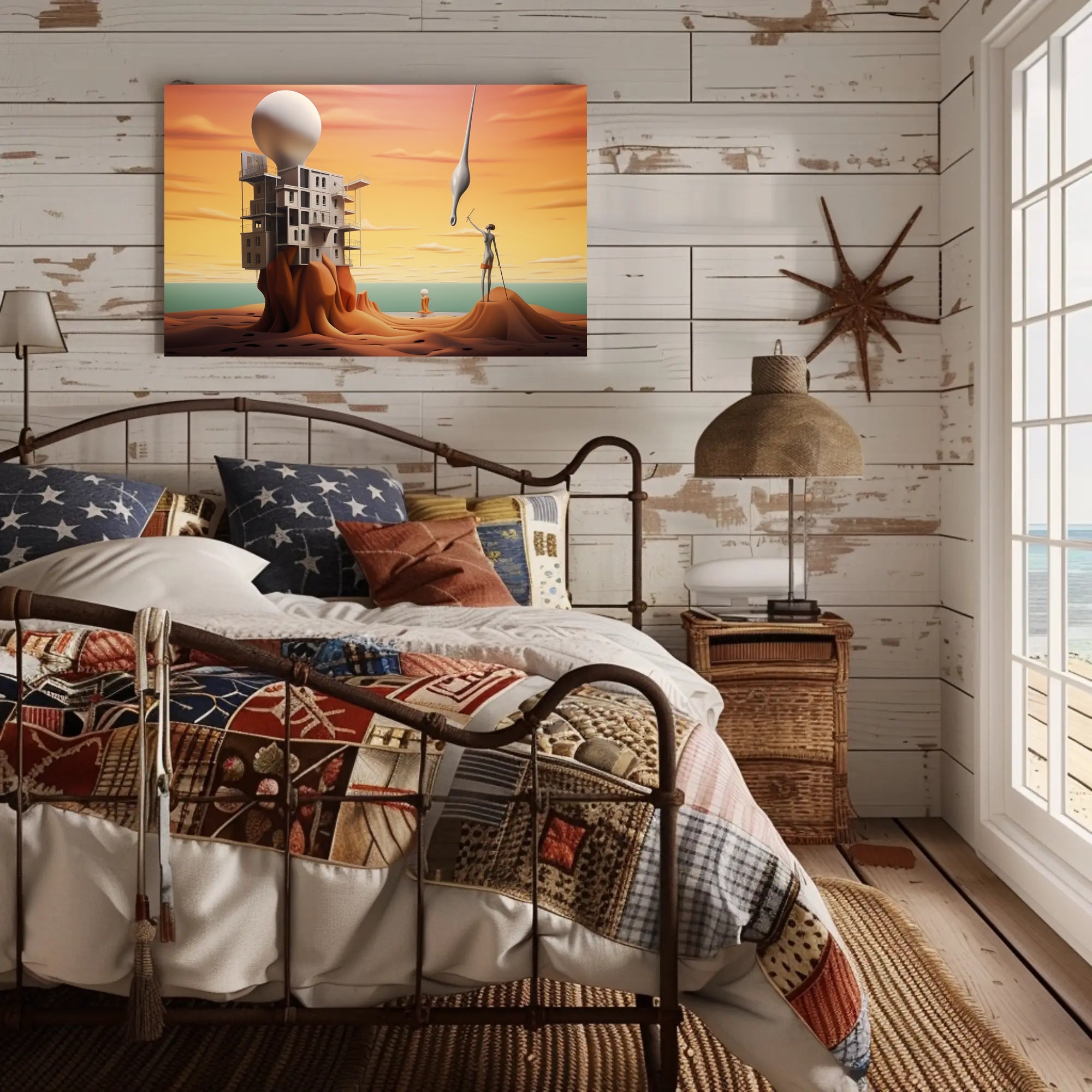 Surreal Landscape with Futuristic Sci-Fi Architecture Poster