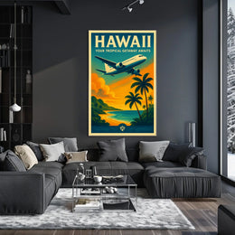 Hawaii Tropical Adventure Vintage Travel Poster
