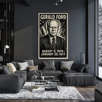 Gerald Ford 38th President of the United States B & W Comic Sketch Poster