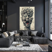 Surreal Faces of Anguish Art Poster Print PosterGoat