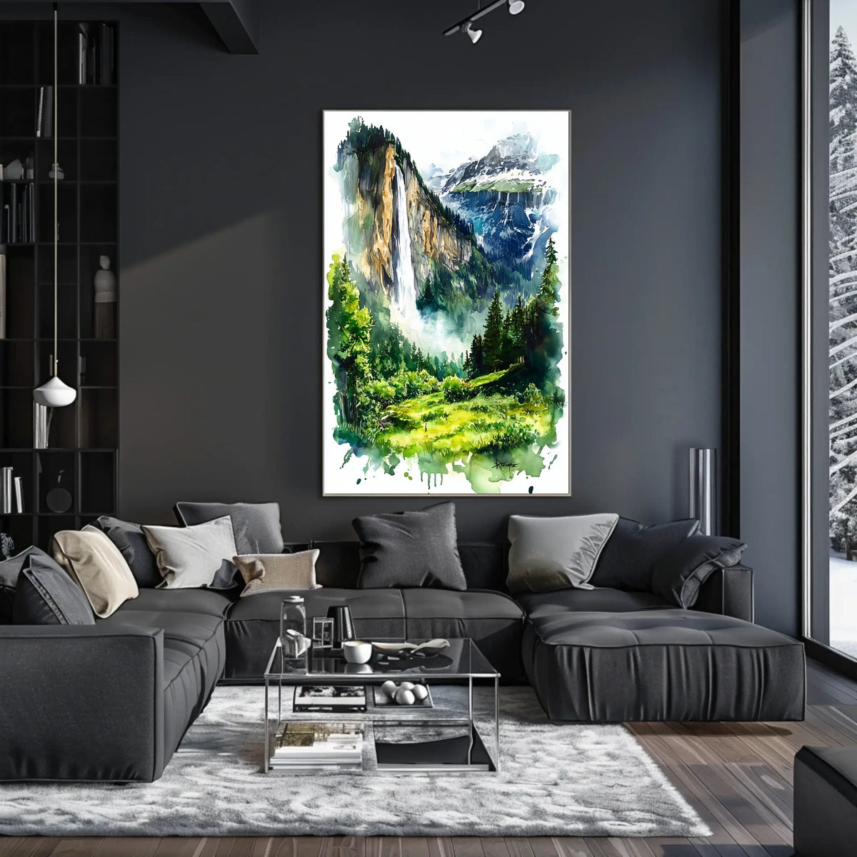 Switzerland Lauterbrunnen Valley Waterfall View Poster