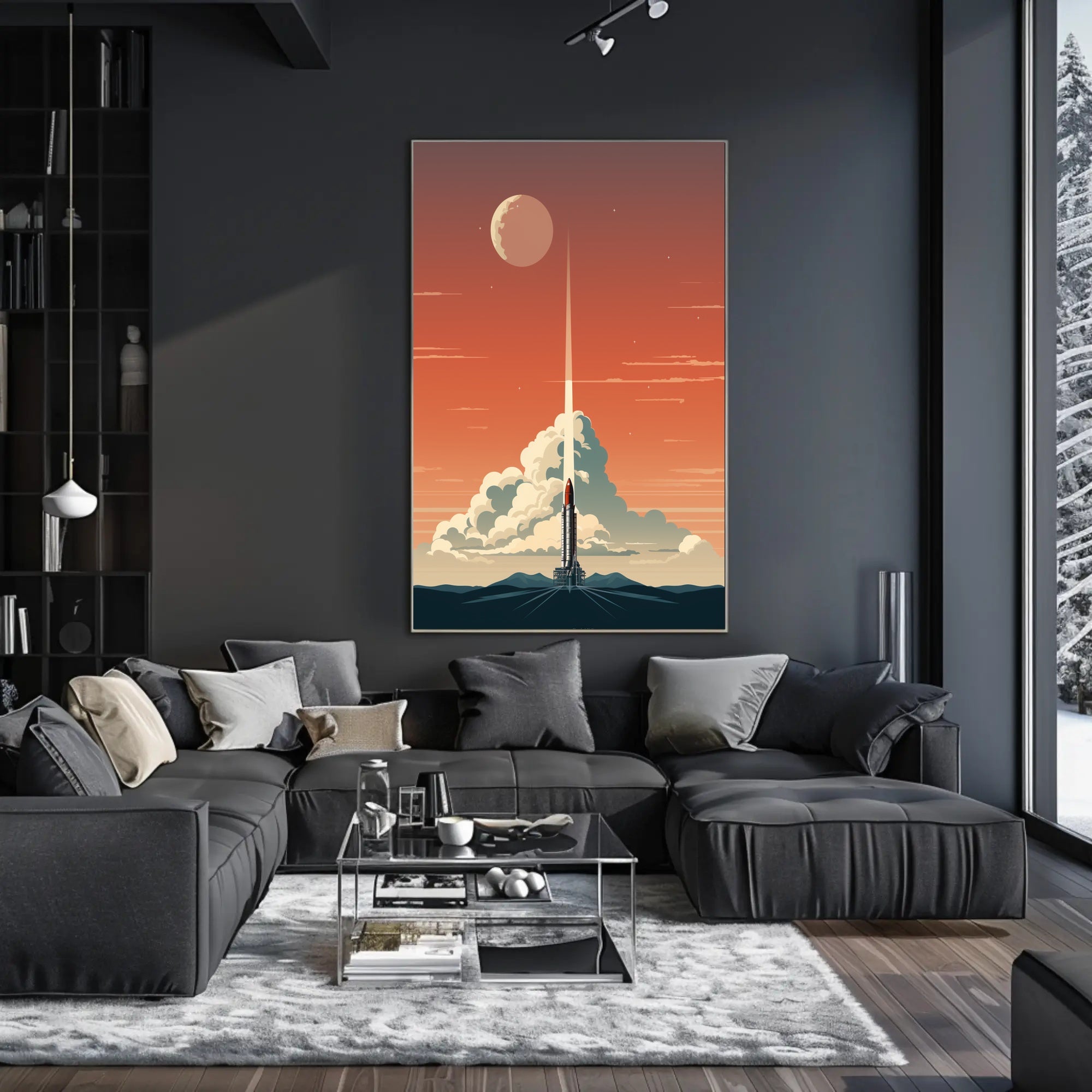 Rocket Launch At Dusk Poster