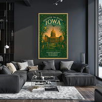 Vintage Iowa Travel Poster: Cultural and Agricultural Richness