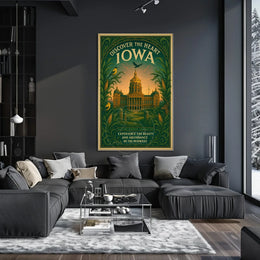 Vintage Iowa Travel Poster: Cultural and Agricultural Richness