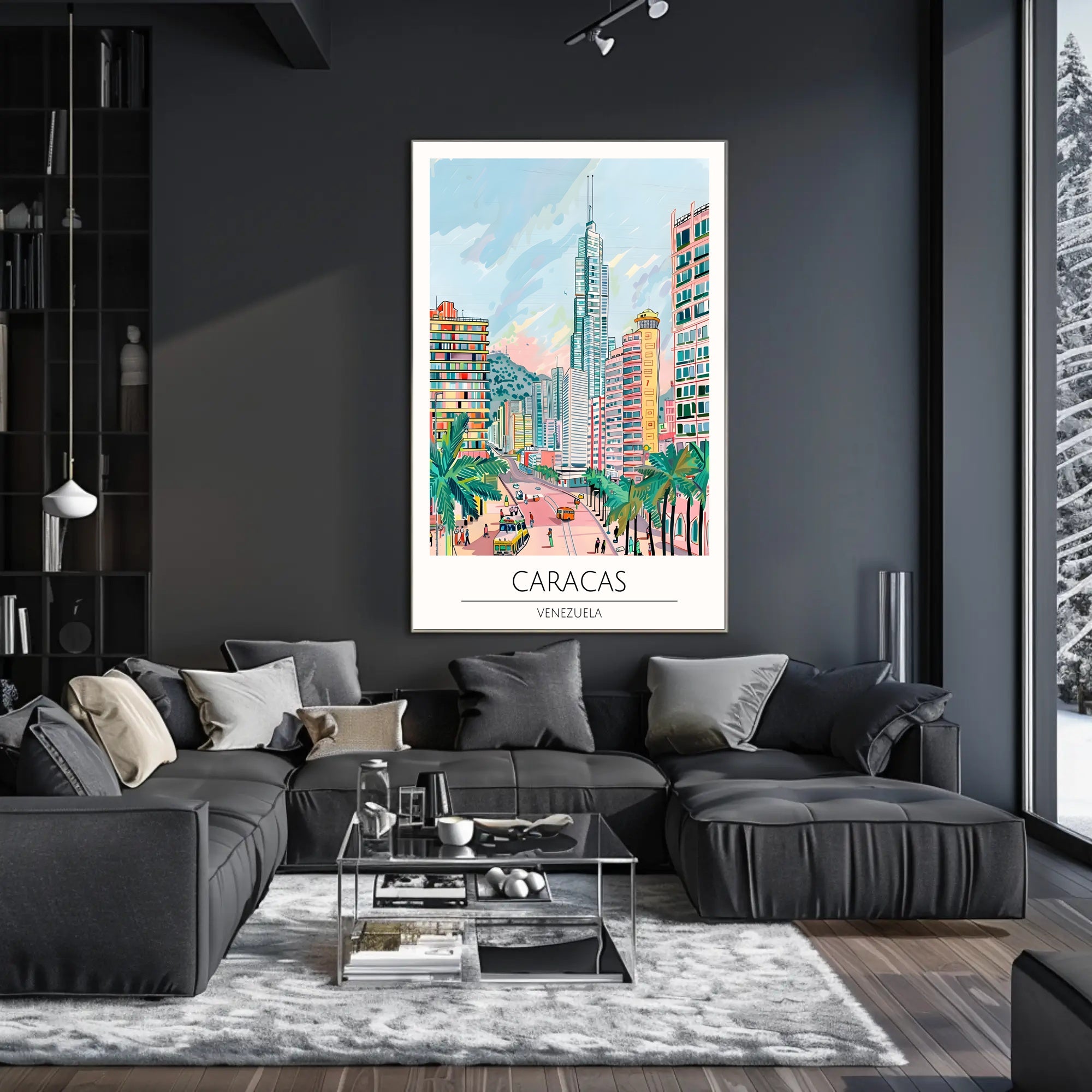 Colorful Cityscape of Caracas Poster PosterGoat