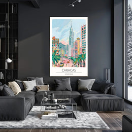 Colorful Cityscape of Caracas Poster PosterGoat