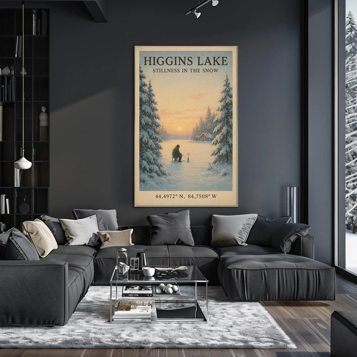 Higgins Lake Winter Scene Serene Tranquility Ice Fishing Poster