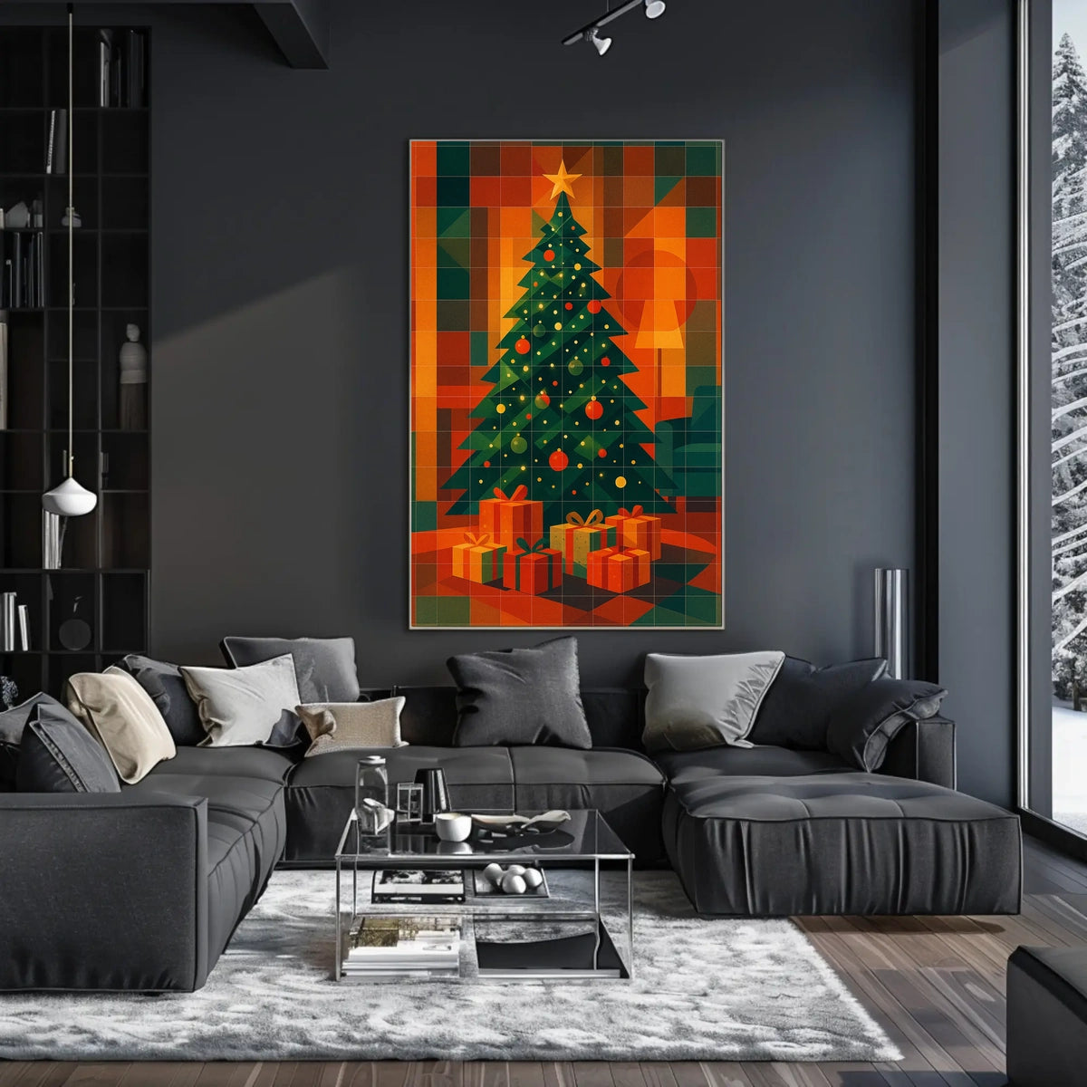 Geometric Holiday Landscape Art For Living Room Poster