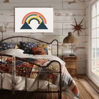 Abstract Rainbow and Geometric Mountains Art Poster