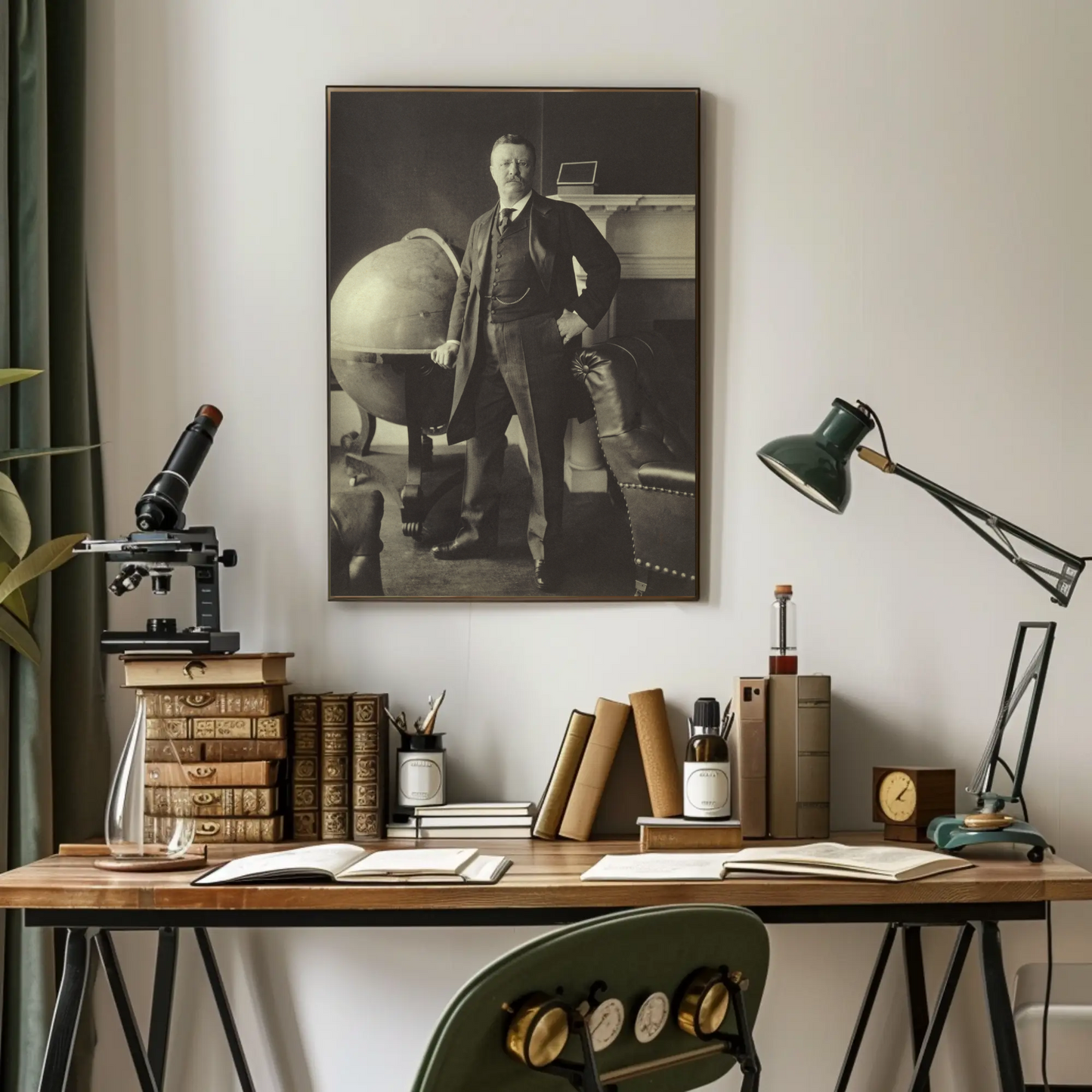 Theodore Roosevelt Library Globe Vintage Poster