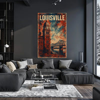 Louisville Clock Tower Cityscape Vintage Expressionism Poster