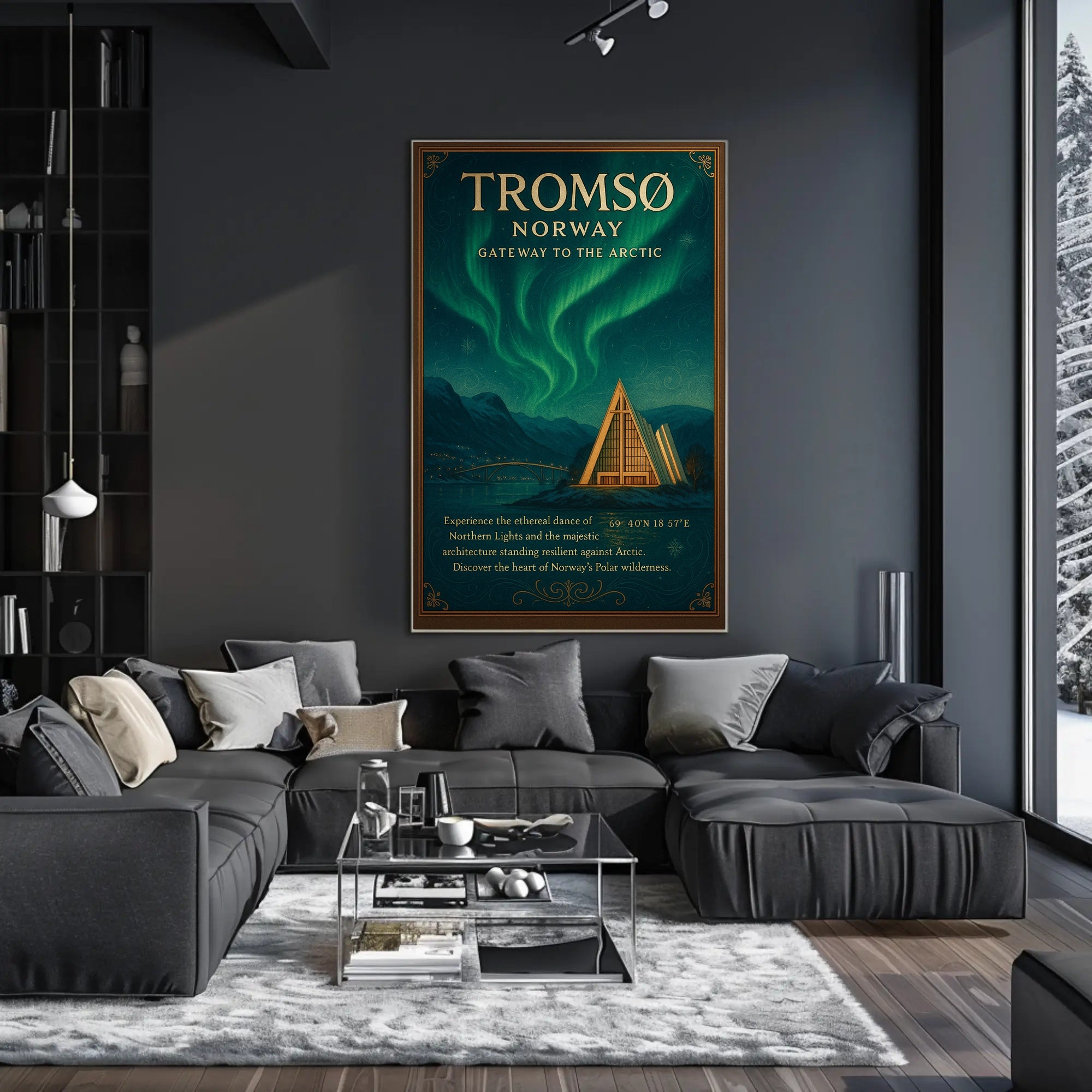 Tromso Northern Lights Poster Vintage Travel Print