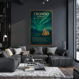 Tromso Northern Lights Poster Vintage Travel Print
