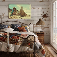 Nostalgic Beach Scene Sandcastle Photography Poster