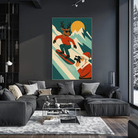 Holiday Adventure Snowboarding Reindeer Poster