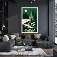 Acadia National Park Vintage Wanderlust Poster