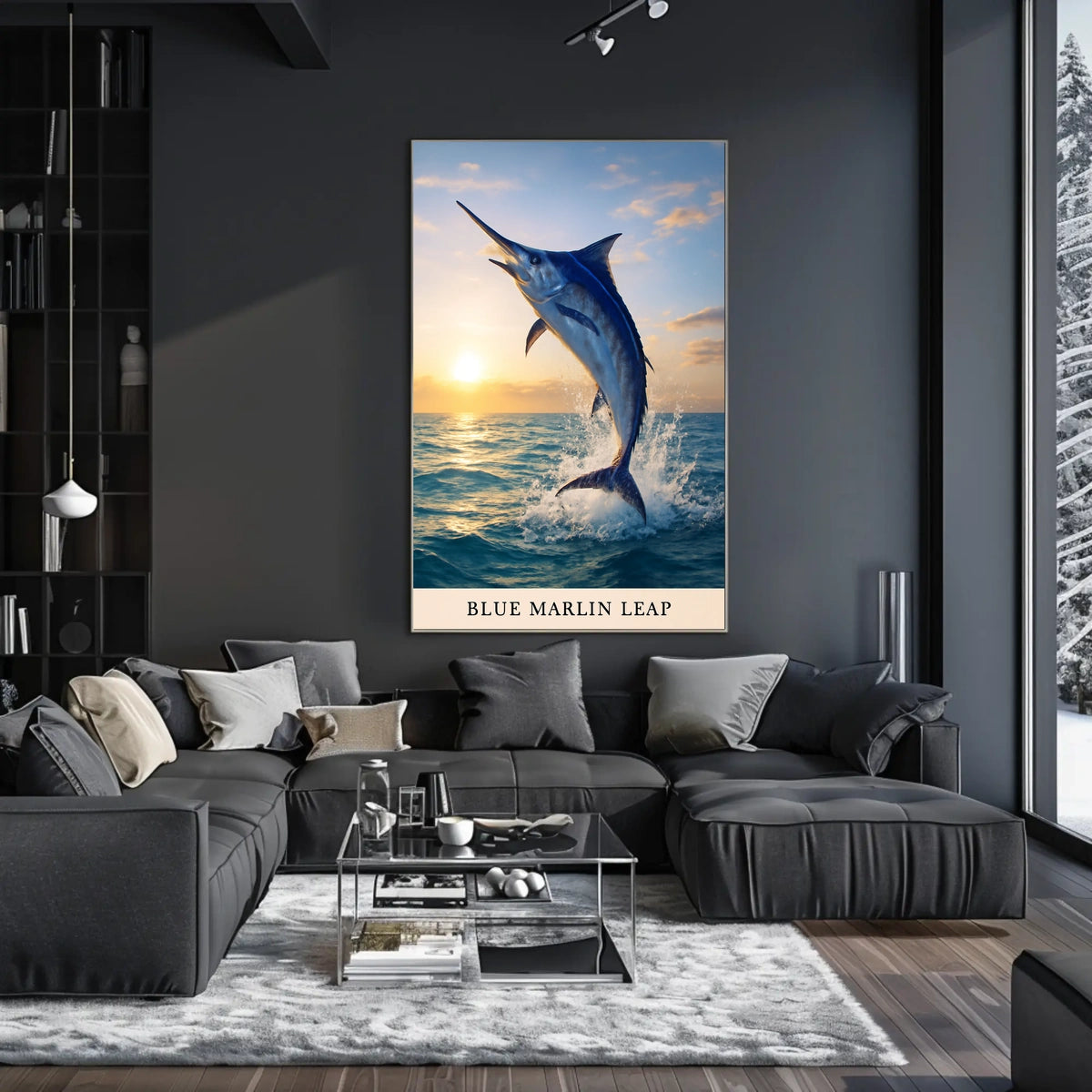 Blue Marlin Leap Poster