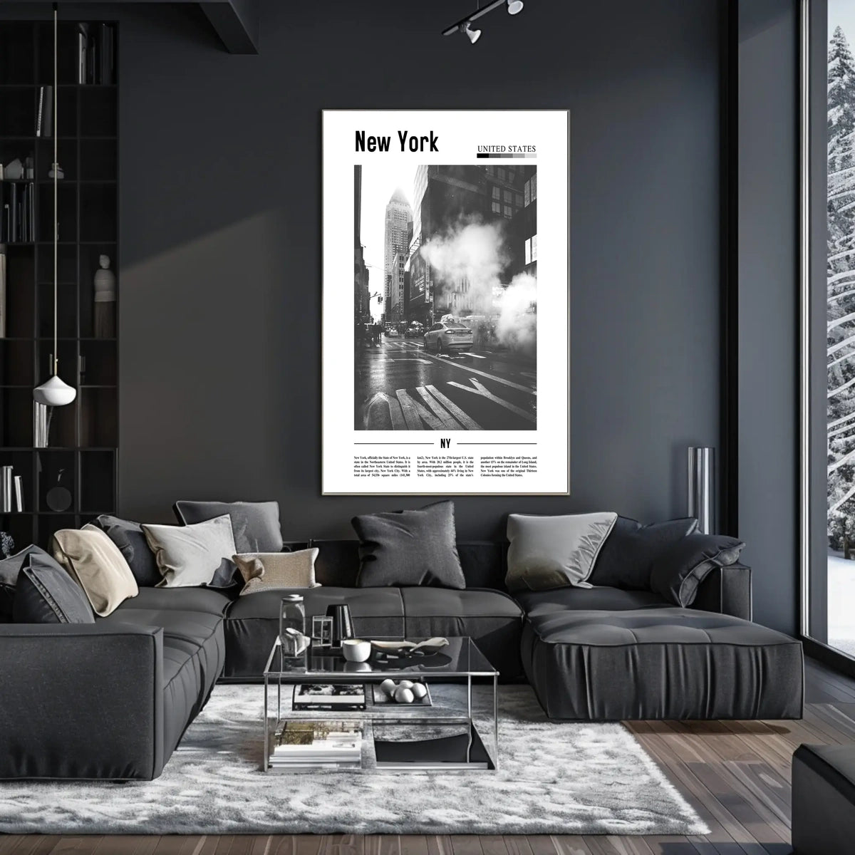 New York City Black And White Taxi Poster Modern Wall Art