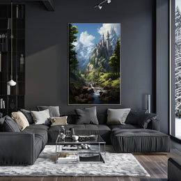 Enchanted Mountain Castle Poster PosterGoat