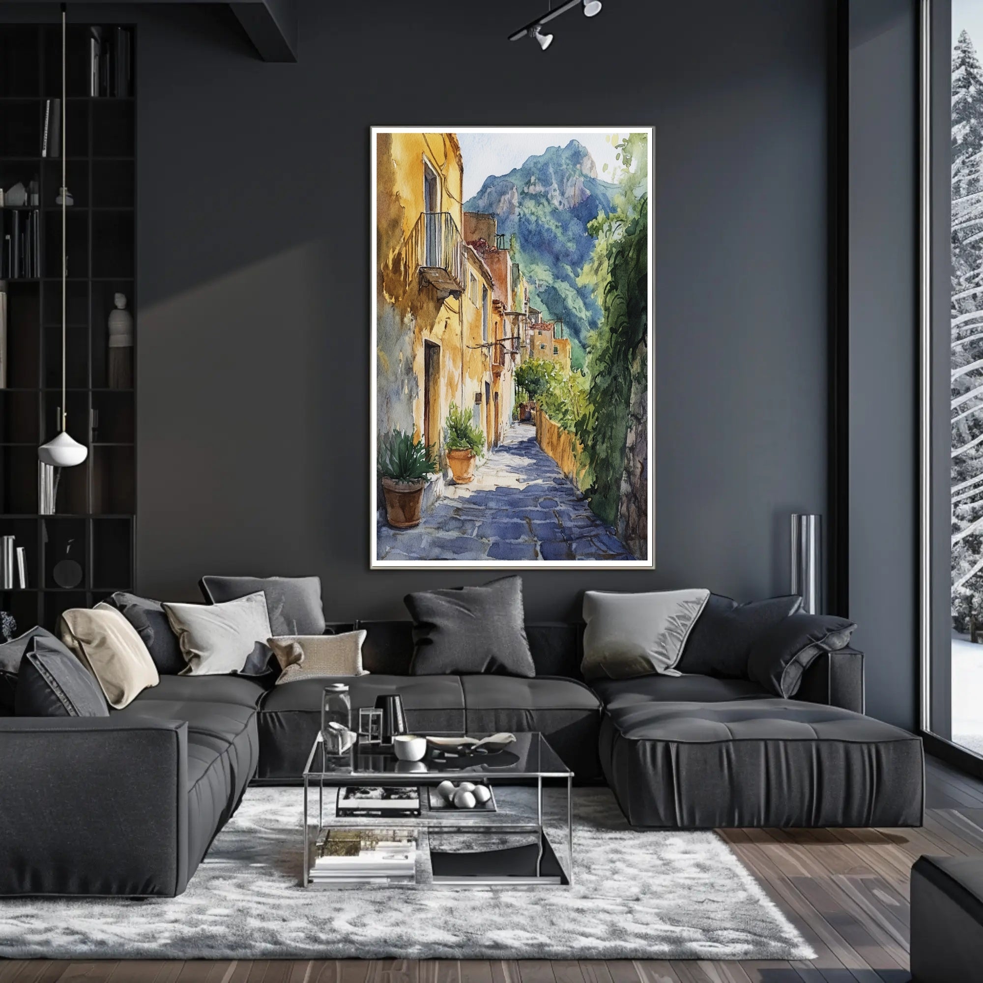 Serene Italian Village Scene Poster PosterGoat