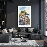 Giant's Causeway Scenic Watercolor Travel Poster PosterGoat