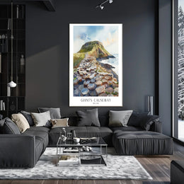 Giant's Causeway Scenic Watercolor Travel Poster PosterGoat