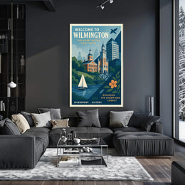 Wilmington Riverfront Charm in Vintage Urban Cityscape Poster PosterGoat