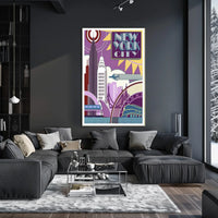 New York City Art Deco Poster Geometric Skyline Wall Art