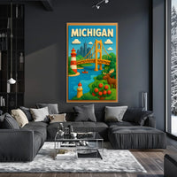 Michigan Adventure Poster Scenic Wall Art For Home Decor