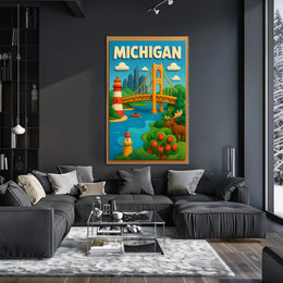 Michigan Adventure Poster Scenic Wall Art For Home Decor