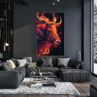 Fiery Bull Abstraction Abstract Poster