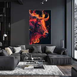 Fiery Bull Abstraction Abstract Poster