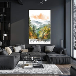 Great Smoky Mountains Watercolor Wall Art Poster
