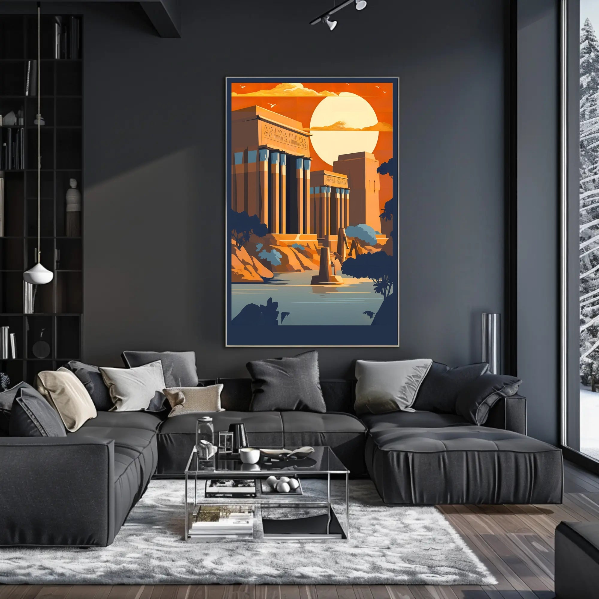 Ancient Egyptian Temple at Sunset Poster