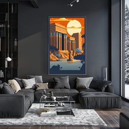 Ancient Egyptian Temple at Sunset Poster