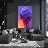 Vibrant Surreal Face with Futuristic Design Artistic Poster PosterGoat