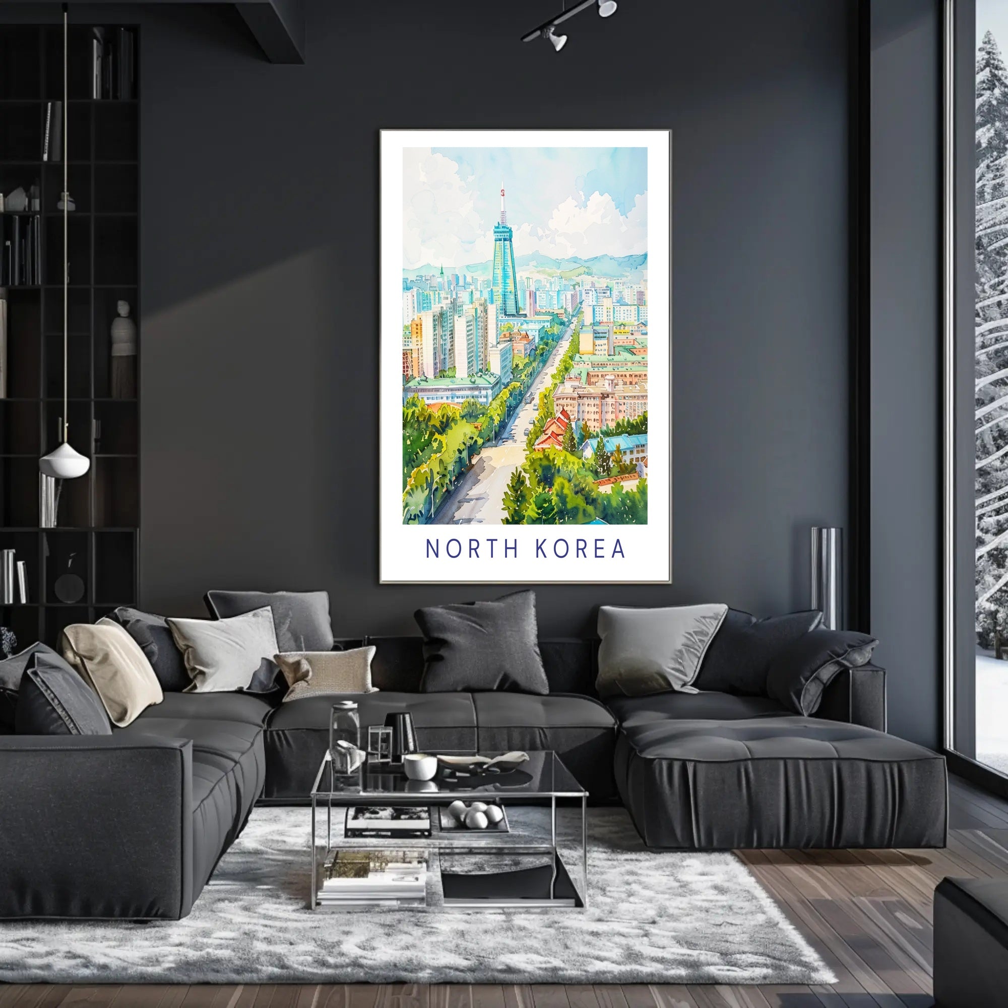 Vibrant Pyongyang Cityscape with Ryugyong Hotel Urban Poster PosterGoat