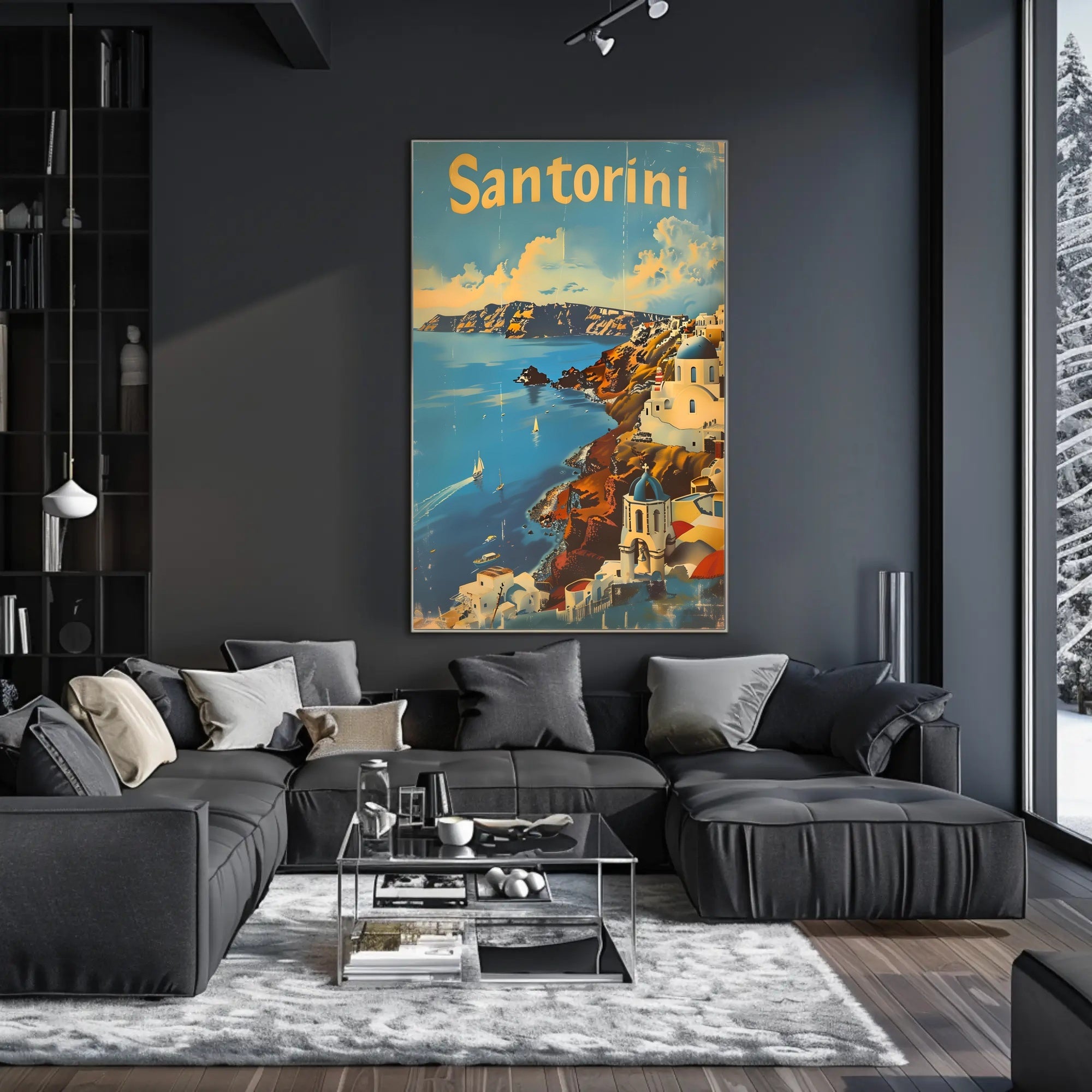 Santorini Escape: Aegean Serenity with Sailboats Poster