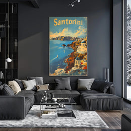 Santorini Escape: Aegean Serenity with Sailboats Poster