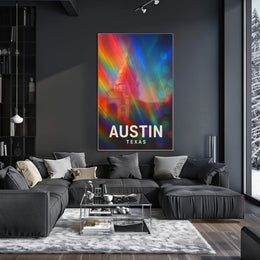 Austin Texas Vibrant Cityscape Digital Painting Pop Art Urban Skyline Travel Inspired Poster