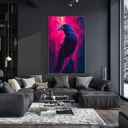 Vibrant Raven in Neon Hues Art Poster Print PosterGoat