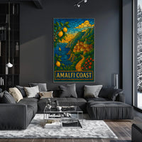 Amalfi Coast Stained Glass Art Poster