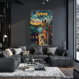 Sydney Skyline Sunset: Vibrant Urban or Cityscape Poster