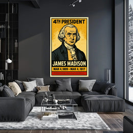 James Madison 4th President of the United States Inked Comic Style Poster