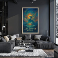 Enchanted Lake Superior: Dragon at Dusk Fantasy or Mythology Poster