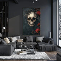 Skull and Roses Gothic Art Print Abstract Poster